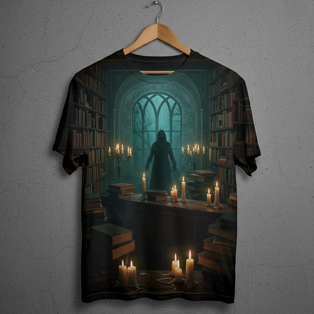 📚 Dark Library Ritual 3D All-Over Print T-Shirt