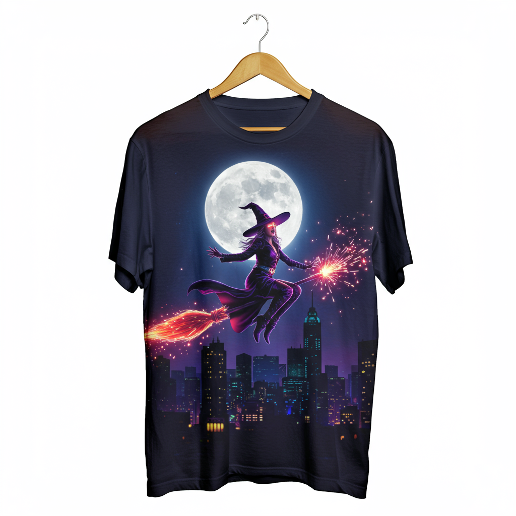 🌕 Midnight Witch Flight 3D All-Over Print T-Shirt