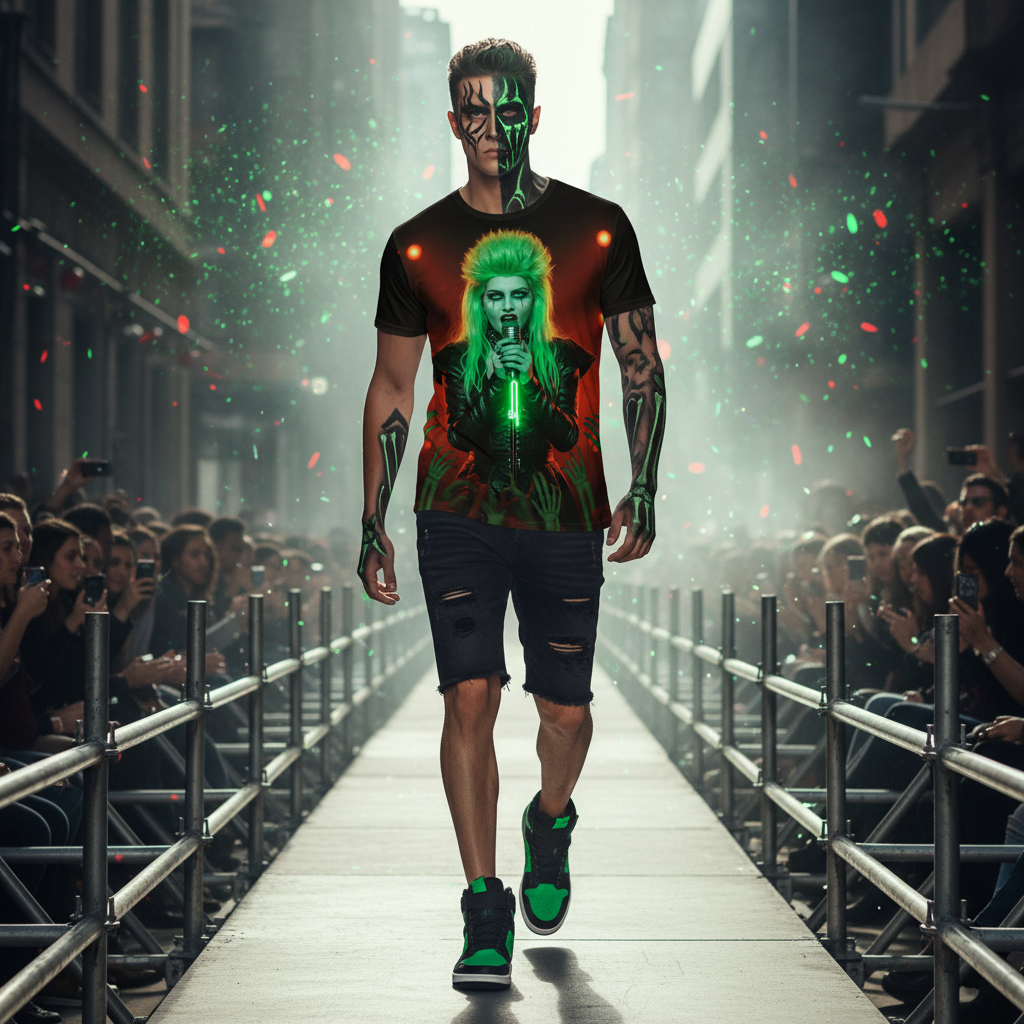 ⚡ Neon Rockstar 3D All-Over Print T-Shirt