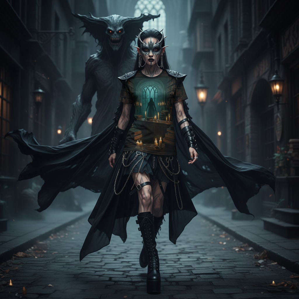 📚 Dark Library Ritual 3D All-Over Print T-Shirt