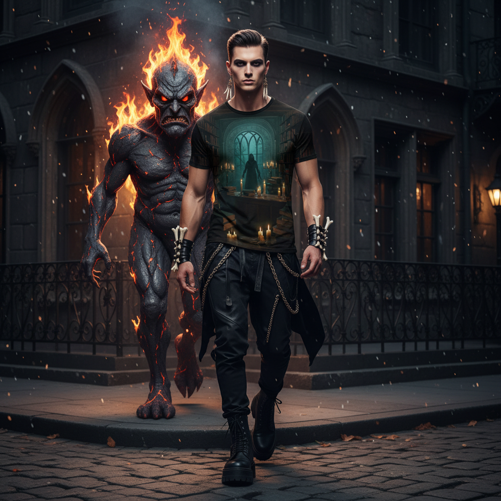 📚 Dark Library Ritual 3D All-Over Print T-Shirt