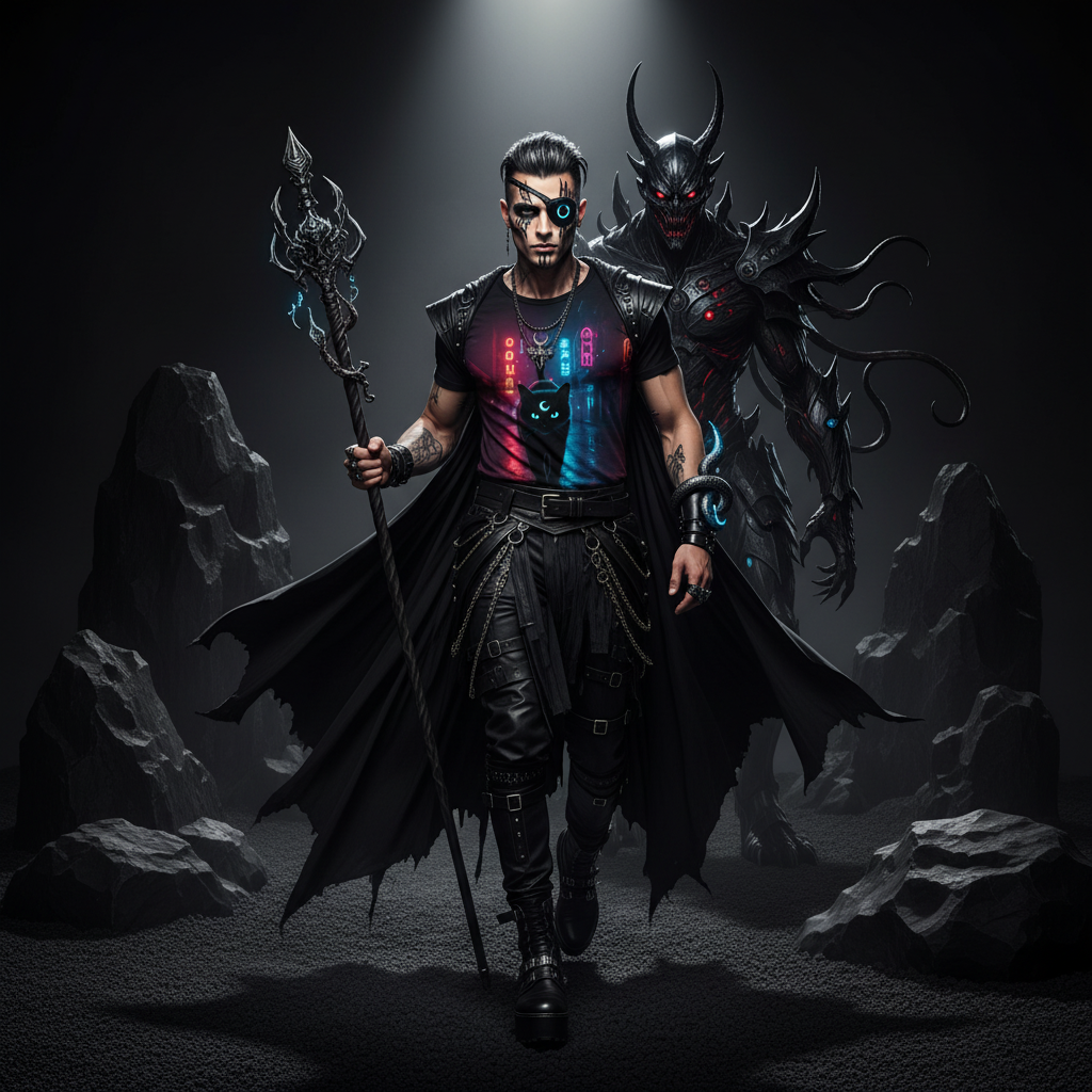 🌙 Neon Moon Cat 3D All-Over Print T-Shirt