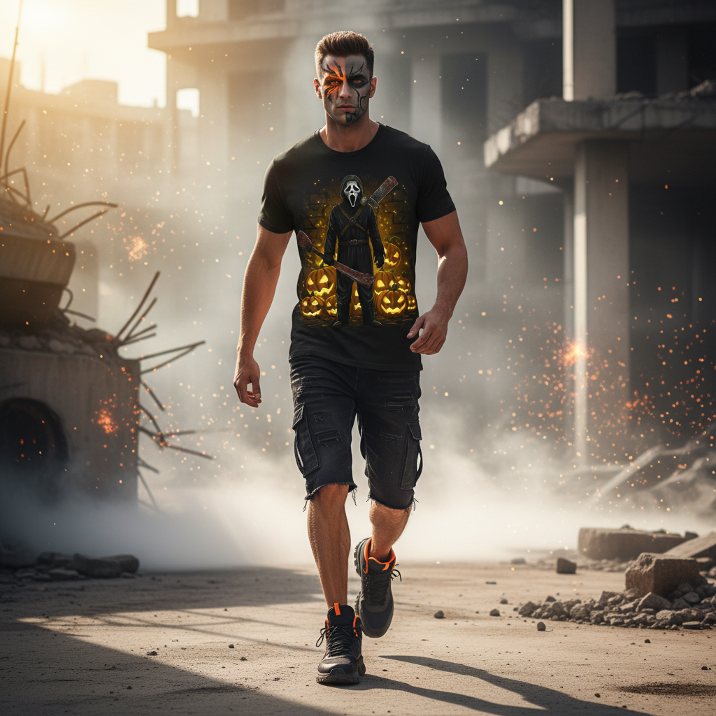 🎃 Pumpkin Slayer T-Shirt | Halloween Horror Warrior Design